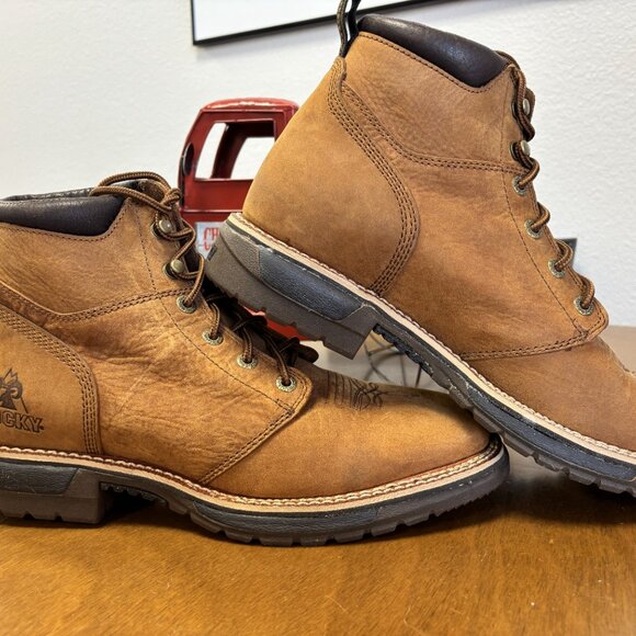 Rocky Men’s Leather Work Boots – Tan – Excellent Pre-Owned Condition Size 11 W - Picture 4 of 9